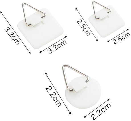 Self-adhesive hooks - Set of 45 - 3 sizes - 5 kg Load capacity - Adhesive hooks - Wall picture hangers - Picture hangers - Picture hanging hooks - For displaying decorative pictures and wall art - White