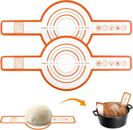 2 Pieces Oven Baking Mat - Bread Sling - Multifunctional - Silicone - Sling Baking Mat with Long Handle - Bread Baking Mat - Reusable Oven Liner with Long Handles - Suitable for air fryer, oven and microwave - 52.5×21.5×0.04cm