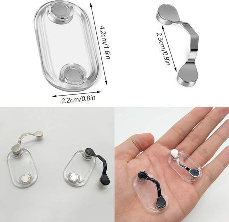 Magnetic glasses clip - 3 pieces - Silver - Glasses cord - ID card holder - Metal - Can be attached to clothing - Glasses holder - for glasses, ballpoint pen, badge and accessories - Clip Shirt - Breast pocket - Nurse Accessories