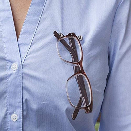 Magnetic glasses clip - 3 pieces - Silver - Glasses cord - ID card holder - Metal - Can be attached to clothing - Glasses holder - for glasses, ballpoint pen, badge and accessories - Clip Shirt - Breast pocket - Nurse Accessories