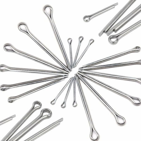 Split pins - 150 pieces - 15 different sizes - stainless steel - silver - for small mechanic repairs
