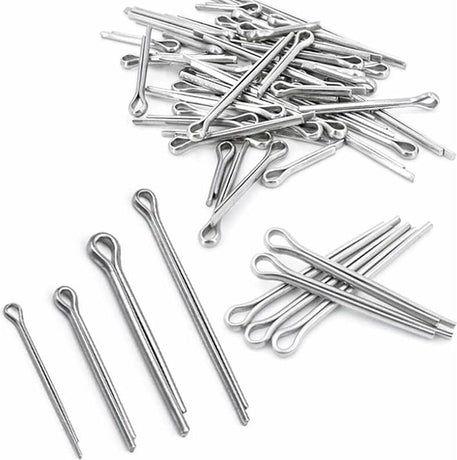 Split pins - 150 pieces - 15 different sizes - stainless steel - silver - for small mechanic repairs