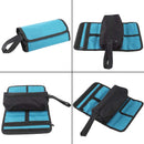 Tool roll - Tool bag - Tool pouch - Cosmetic bag - Storage bag - Tool bags - Universal - 24 x 36 cm - black/blue - Foldable - polyester - Suitable for electricians and technicians - with wrist strap