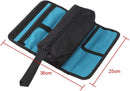 Tool roll - Tool bag - Tool pouch - Cosmetic bag - Storage bag - Tool bags - Universal - 24 x 36 cm - black/blue - Foldable - polyester - Suitable for electricians and technicians - with wrist strap