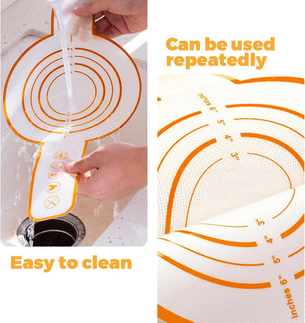 3 Pieces Oven Baking Mat - Bread Sling - Multifunctional - Silicone - Sling Baking Mat with Long Handle - Bread Baking Mat - Reusableh Oven Liner with Long Handles - Suitable for air fryer, oven and microwave - 52.5×21.5×0.07cm