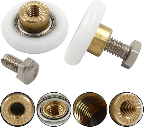 4 pieces - Shower door caster - Shower door wheels - Shower wheels - Sliding door wheels - Shower cabin wheels - diameter 19mm - Replacement parts for bathroom - nylon