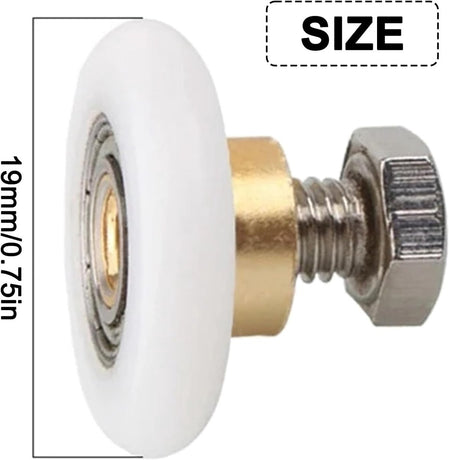 4 pieces - Shower door caster - Shower door wheels - Shower wheels - Sliding door wheels - Shower cabin wheels - diameter 19mm - Replacement parts for bathroom - nylon