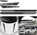 Car sticker - 6 pieces/3 pairs/1 set - Stripe side sticker - Graphic sticker - PET - Black - For car decoration