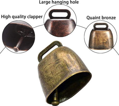 10 Pieces - Cowbell - Cowbells - Decorative Cowbells - Farm - Bell - Grazing Cowbell - Metal Cow Bell Bells - Goat Bell - Animal Gift - Bronze*5+red bronze*5 - Metal - 35*37mm