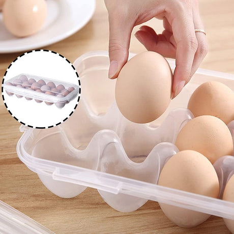 Egg carton, 18 racks refrigerator egg storage box with lid, egg rack, egg holder for refrigerator, egg storage container, plastic, transparent 32 x 18 cm