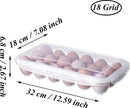 Egg carton, 18 racks refrigerator egg storage box with lid, egg rack, egg holder for refrigerator, egg storage container, plastic, transparent 32 x 18 cm