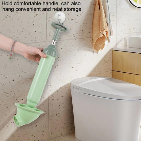 Toilet Drain Unblocker - Pump Unblocker WC - Plastic - Rubber - Stainless Steel - Drain - Unblocker - Sink Unblocker - Sink Unblocker - Toilet Unblocker Pump - Drain Spring - Plunger - Green