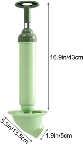 Toilet Drain Unblocker - Pump Unblocker WC - Plastic - Rubber - Stainless Steel - Drain - Unblocker - Sink Unblocker - Sink Unblocker - Toilet Unblocker Pump - Drain Spring - Plunger - Green