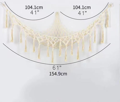 Toy Hammock - Net Bag - White - Hammocks - Stuffed Animal Hammock Storage Stuffed Animal Net Bag - Storage Bag - Toy Storage, Hammocks & Accessories - Cotton Rope Weaving - 104*104*155CM (Toys not included)
