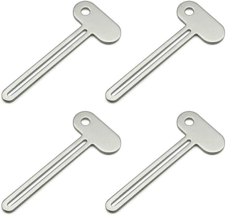 Toothpaste Squeezer - 4 pieces - Tube Squeezer - Stainless steel - silver - key-shaped - Environmentally friendly - Ergonomic design - Suitable for toothpaste, creams, gels