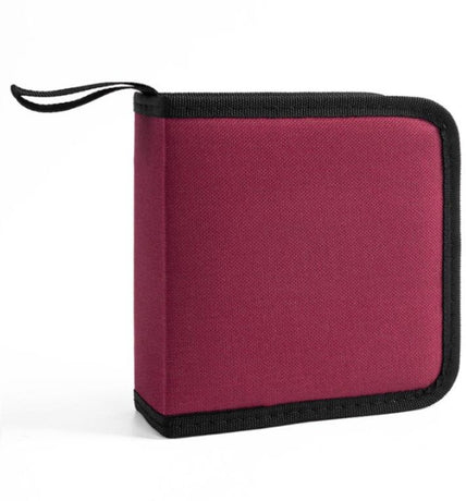 CD Case Storage Folder - DVD Case - Oxford Cloth - With Zipper - CD Bag - CD (Rom)/DVD Storage Case - CD/DVD Case Folder - CD/DVD Storage System - Suitable for 40 CDs or DVDs - 16*15.5*4.8cm - Red