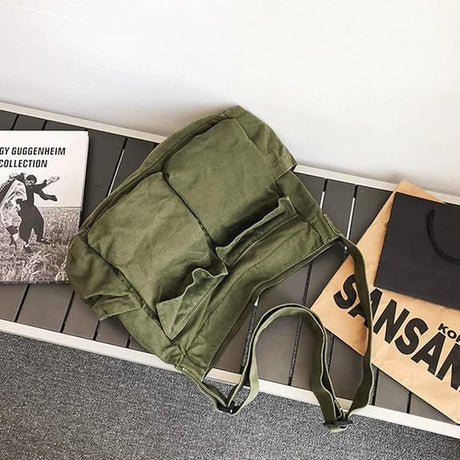 Canvas Shoulder Bag - Unisex Shoulder Bag - Shoulder Bag - Messenger Bag - Vintage - Green - 34*15*40cm - Canvas