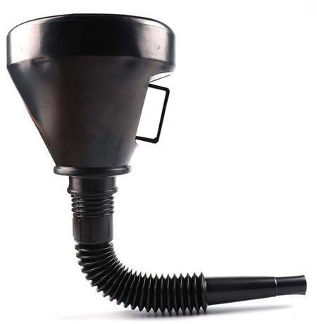 Car oil funnel - With flexible spout and filter - Ø 142 mm - 39 cm - Black - Plastic - Flexible hose - Filling up oil / petrol