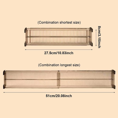 Drawer divider - 4 pieces - Drawer divider - Drawer organizer - Adjustable/extendable (27.5-51 cm) - For Clothes/Kitchen/Bathroom/Wardrobe - Transparent Black - Plastic