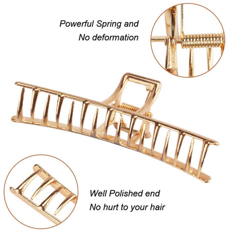 Hair Clips - 5 Pieces - Women - Hair Accessories - Hair Clip - Gold - Hairpins - Clips - Metal - Butterfly, Square and Curved - Hair Claw