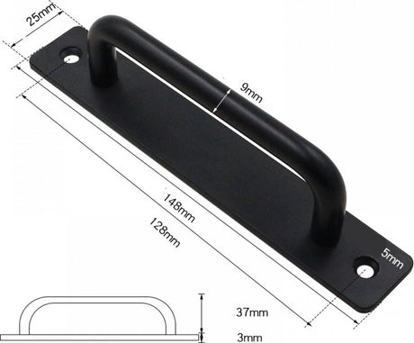 Sliding door handles - Black handle - Cabinet handles - Furniture handle - Handles - Robust - Door handle - Metal - including mounting bolts - for cabinet kitchen furniture bedroom