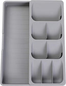 2 in 1 Storage Box - Cutlery Organizer - Cutlery Tray - Drawer Organizer - Multifunctional Cutlery Tray - Pull-out Cutlery Tray - Cutlery Tray Drawer Divider - Small Cutlery Tray for Kitchen - Storage Bins for Cutlery Storage - Gray - PP - 40.5*16.5*5.5cm