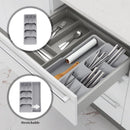 2 in 1 Storage Box - Cutlery Organizer - Cutlery Tray - Drawer Organizer - Multifunctional Cutlery Tray - Pull-out Cutlery Tray - Cutlery Tray Drawer Divider - Small Cutlery Tray for Kitchen - Storage Bins for Cutlery Storage - Gray - PP - 40.5*16.5*5.5cm