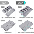 2 in 1 Storage Box - Cutlery Organizer - Cutlery Tray - Drawer Organizer - Multifunctional Cutlery Tray - Pull-out Cutlery Tray - Cutlery Tray Drawer Divider - Small Cutlery Tray for Kitchen - Storage Bins for Cutlery Storage - Gray - PP - 40.5*16.5*5.5cm