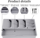 2 in 1 Storage Box - Cutlery Organizer - Cutlery Tray - Drawer Organizer - Multifunctional Cutlery Tray - Pull-out Cutlery Tray - Cutlery Tray Drawer Divider - Small Cutlery Tray for Kitchen - Storage Bins for Cutlery Storage - Gray - PP - 40.5*16.5*5.5cm