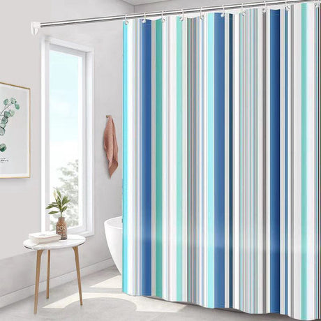 Shower curtain - 180 x 200 cm - romantic stripes - polyester - color - with hooks - Anti-mold - Waterproof - Bathroom decoration