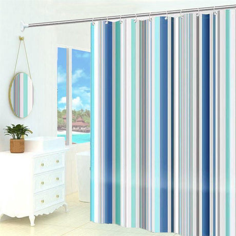 Shower curtain - 180 x 200 cm - romantic stripes - polyester - color - with hooks - Anti-mold - Waterproof - Bathroom decoration