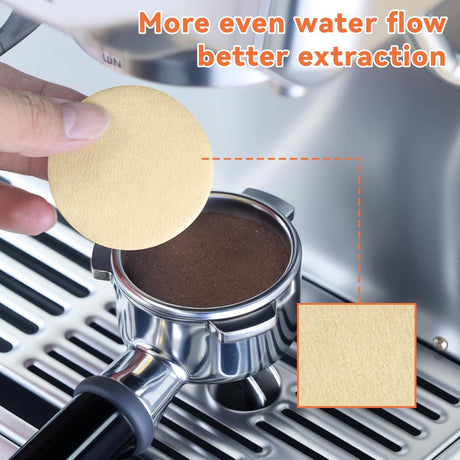 Coffee Filter Paper - 400 Pieces - Coffee Filters - Paper - Wood Fiber - Filters - Round - Replacement Micropaper Filters - Barista Tools - For Coffee and Espresso Machines - 58mm - Khaki