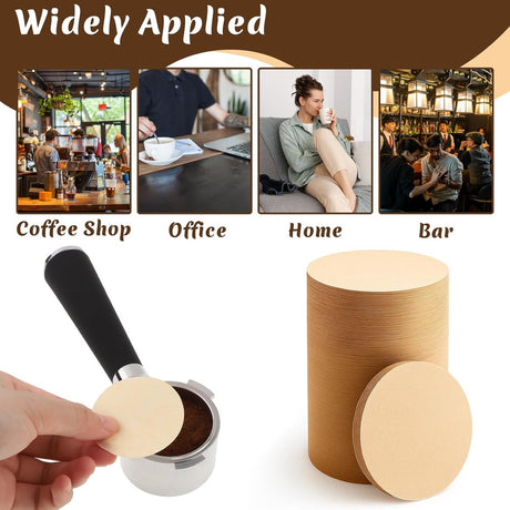 Coffee Filter Paper - 400 Pieces - Coffee Filters - Paper - Wood Fiber - Filters - Round - Replacement Micropaper Filters - Barista Tools - For Coffee and Espresso Machines - 58mm - Khaki