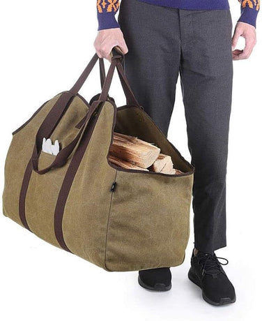 Wood Basket - Firewood Basket - Indoor Wood Basket - Fireplace Basket - Firewood Storage - Firewood Basket - Wood Storage - Khaki - Canvas - 60*30*50 cm - Storage Bag - Kitchen Organizer - Storage Bags - Large Capacity - for Camping