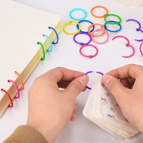 Ring binders - 60 pieces - Click rings - Metal - Keychain - DIY Keychain - Binding ring - Flashcard rings - Colorful metal book rings - Curtain rings - Suitable for organizing and binding loose cards and photo albums - 30mm - 10 colors