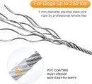 Dog leash cable - 5mm * 3m - stainless steel - silver - dog chains - with double fastening stainless steel buckle - camping accessories - dog game ground stake - heavy-duty dog chain - exhaust leash for animals