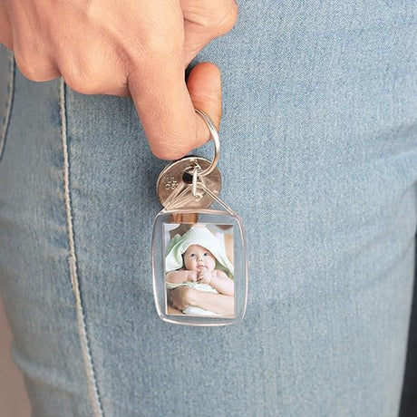 Empty Photo Frame Key Hangers - 37 Pieces - 3.4 x 5.4cm - Transparent Clear Acrylic Key Hangers for Double-Sided Photos - Small Picture Frames for Family, Friends & Hobbies