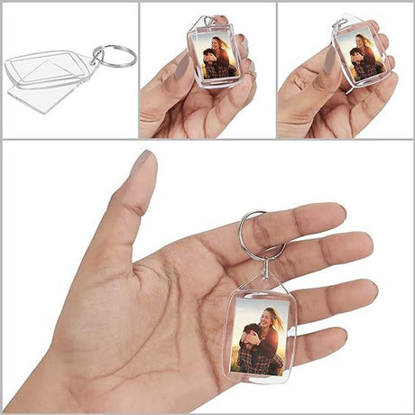 Empty Photo Frame Key Hangers - 37 Pieces - 3.4 x 5.4cm - Transparent Clear Acrylic Key Hangers for Double-Sided Photos - Small Picture Frames for Family, Friends & Hobbies