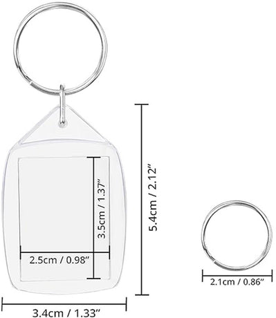 Empty Photo Frame Key Hangers - 37 Pieces - 3.4 x 5.4cm - Transparent Clear Acrylic Key Hangers for Double-Sided Photos - Small Picture Frames for Family, Friends & Hobbies