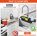 Silicone tap mat with sponge holder - tap drain mat - sink organizer - drain mat - BLACK - For kitchen, bathroom, countertop, worktop - 40 cm