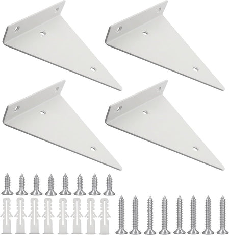 Wall shelf brackets - 4 pieces - shelf brackets - brackets - iron - white - 140 x 130 x 27 mm - multifunctional - wall mounted - heavy - invisible - for wall mounting hidden wooden shelf