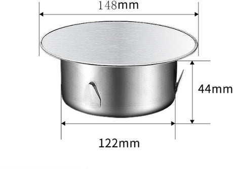 Chimney hood - Stainless steel - Pipe hood - Ø 148 mm - Base diameter: 122 mm - Depth 45 mm - Prevents foreign objects from entering - Prevents odor formation