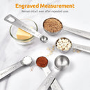 Measuring Spoons Set - 9 Pieces - Measuring Spoons Cups - BPA Free - Measuring Spoons - Measuring Spoons - Gram & ML Weighing - Measuring Spoons - Measuring Cups Spoons - Measuring Spoons - Stainless Steel - Silver - 15ml / 7.5ml / 5ml / 3.75ml / 2.5ml /