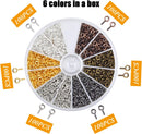 600 pieces - Screw hooks - Screw hook - Screw eyes - Screw eye - Small hook - Wall hook - Length 8 mm - Metal - color - with screw mounting - with storage box