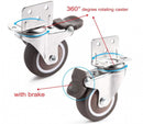 Casters Set of 4 with Brakes - 25mm + Screws TPR Rubber Heavy Duty Wheels 15KG - Furniture Casters for Furniture - Casters for Trolley - Heavy Duty Casters - Rubber Trolley Wheels
