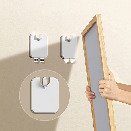 Picture Frame Hangers - 10 Pieces - Hanging Hook - ABS - Self-Adhesive Hooks - Wall Hooks - Towel Hook - Home Accessories - No Drilling Required - Suitable for Home, Office and Photo Frame Decoration - 6.6*5.1*1.2cm - White