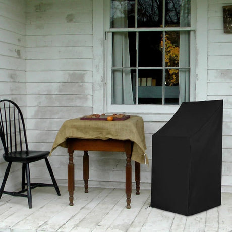 Garden Chair Cover - Waterproof Protective Cover for Garden Furniture - Protective Cover for Garden Chairs - Cover Suitable for Stackable Chairs - 89*89*120/89cm - Black - 210D Oxford Cloth - Waterproof - Durable - Garden Furniture Covers - Garden Furnitu