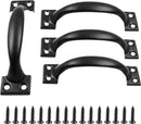 Handle - Door Handle - 121 MM - Pack of 4 - Curved Handle - Drawer Handles - Kitchen Cabinet Handles - Door Handles - Cabinet Handle - Furniture Hardware - Kitchen Handle - Black - Iron - 13.8*3.2 cm
