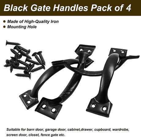 Handle - Door Handle - 121 MM - Pack of 4 - Curved Handle - Drawer Handles - Kitchen Cabinet Handles - Door Handles - Cabinet Handle - Furniture Hardware - Kitchen Handle - Black - Iron - 13.8*3.2 cm