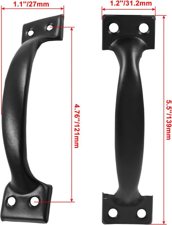 Handle - Door Handle - 121 MM - Pack of 4 - Curved Handle - Drawer Handles - Kitchen Cabinet Handles - Door Handles - Cabinet Handle - Furniture Hardware - Kitchen Handle - Black - Iron - 13.8*3.2 cm